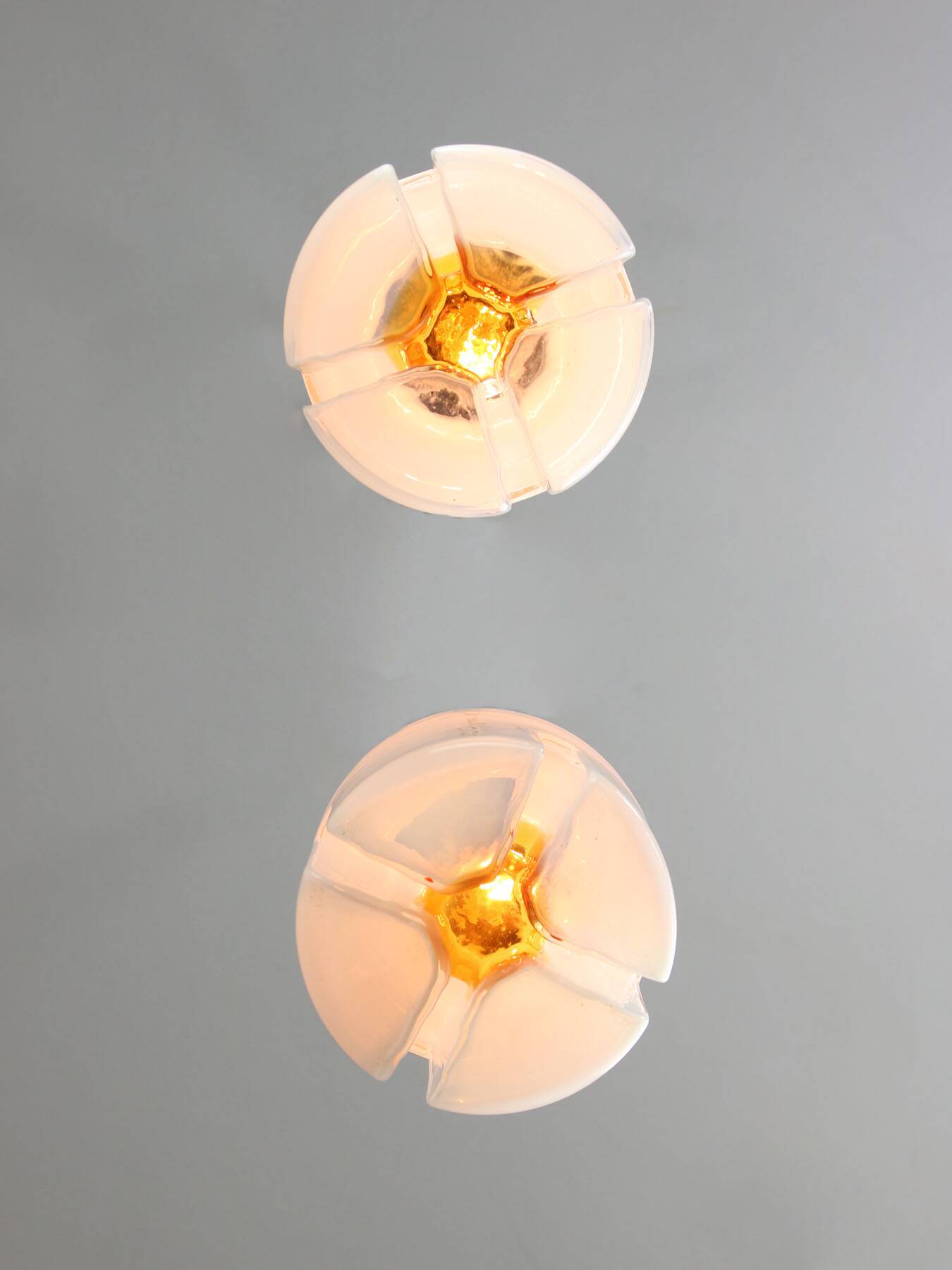 Mid-Century Italian Chrome and Glass Pendant Lamps, Set of 2