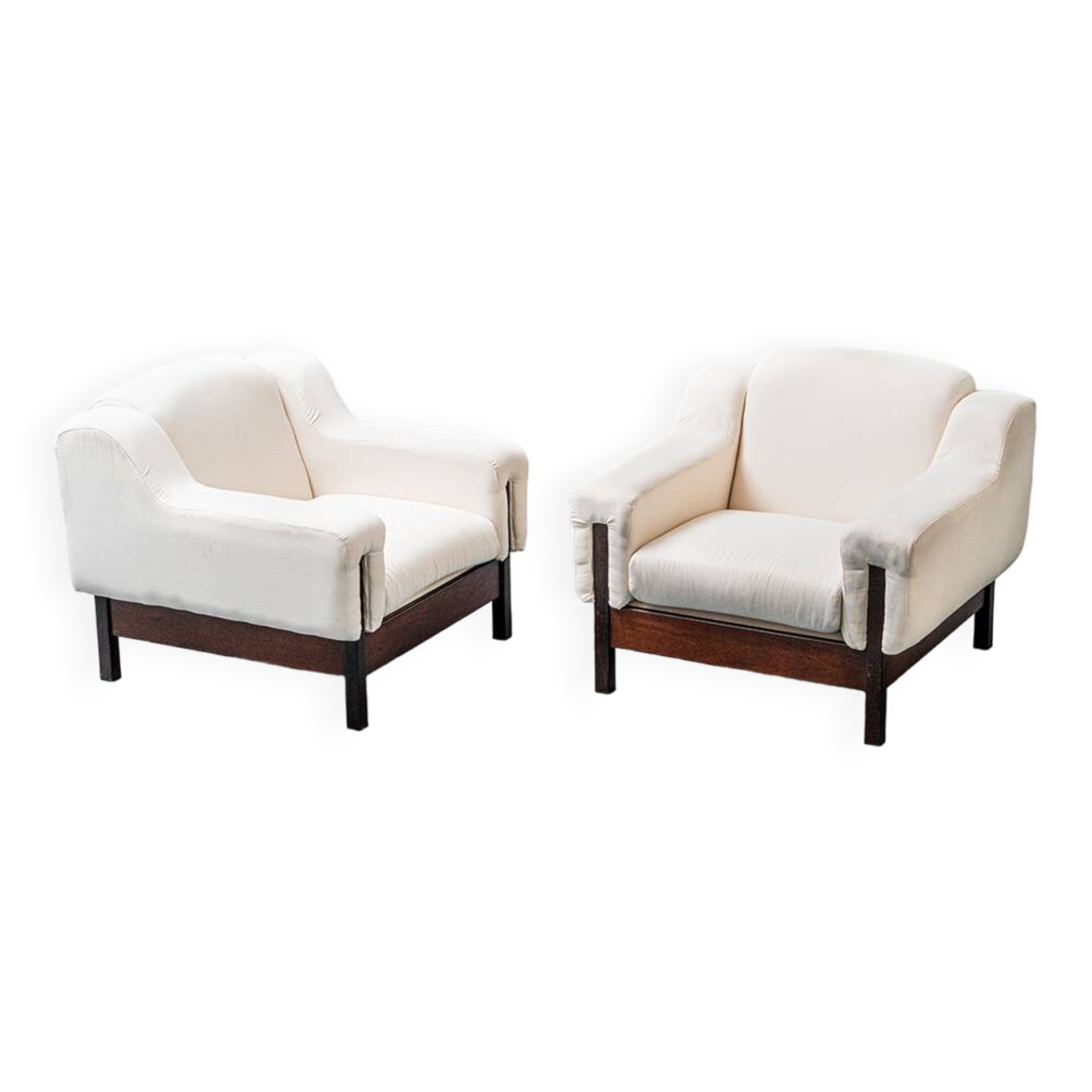 Coppia di poltrone cotone bianco saporiti anni ’70 vintage modernariato