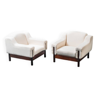 Coppia di poltrone cotone bianco saporiti anni ’70 vintage modernariato