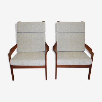 Pair of Danish teak armchairs circa 1970