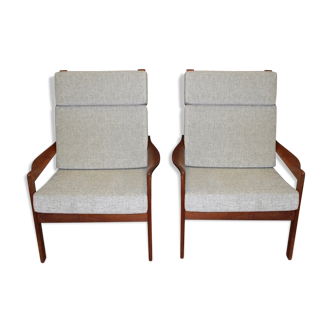 Pair of Danish teak armchairs circa 1970