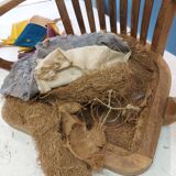 American armchair solid oak and swivel and tilting leather early twentieth fully restored