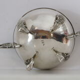 Silver sugar bowl with paw feet and ornate handles