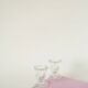 Pair of small moulded glass candle holders, 1950