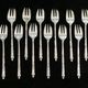 12 SFAM cake forks in silver metal Russian handle