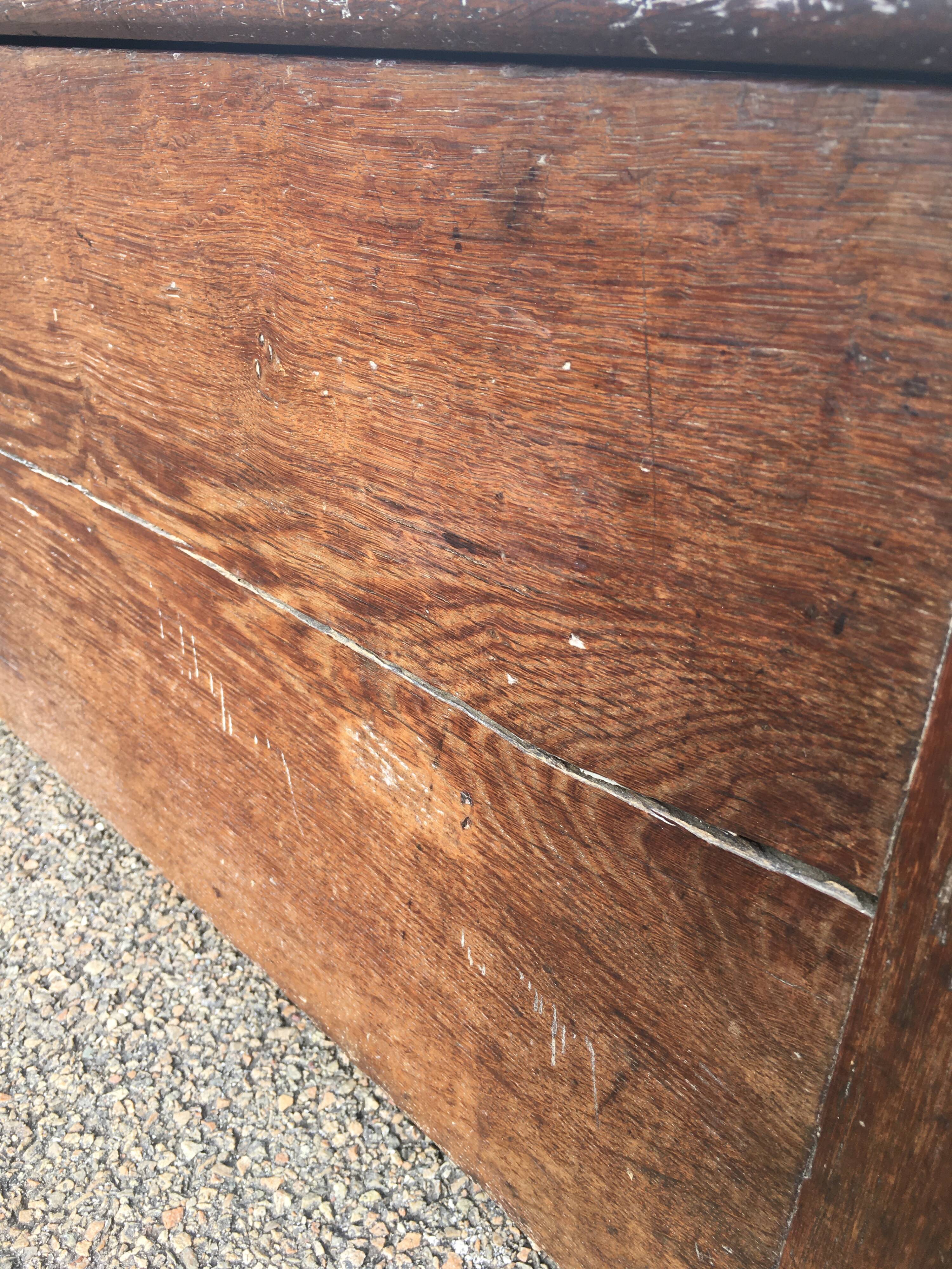 Old solid oak chest early XVIII Brutalist