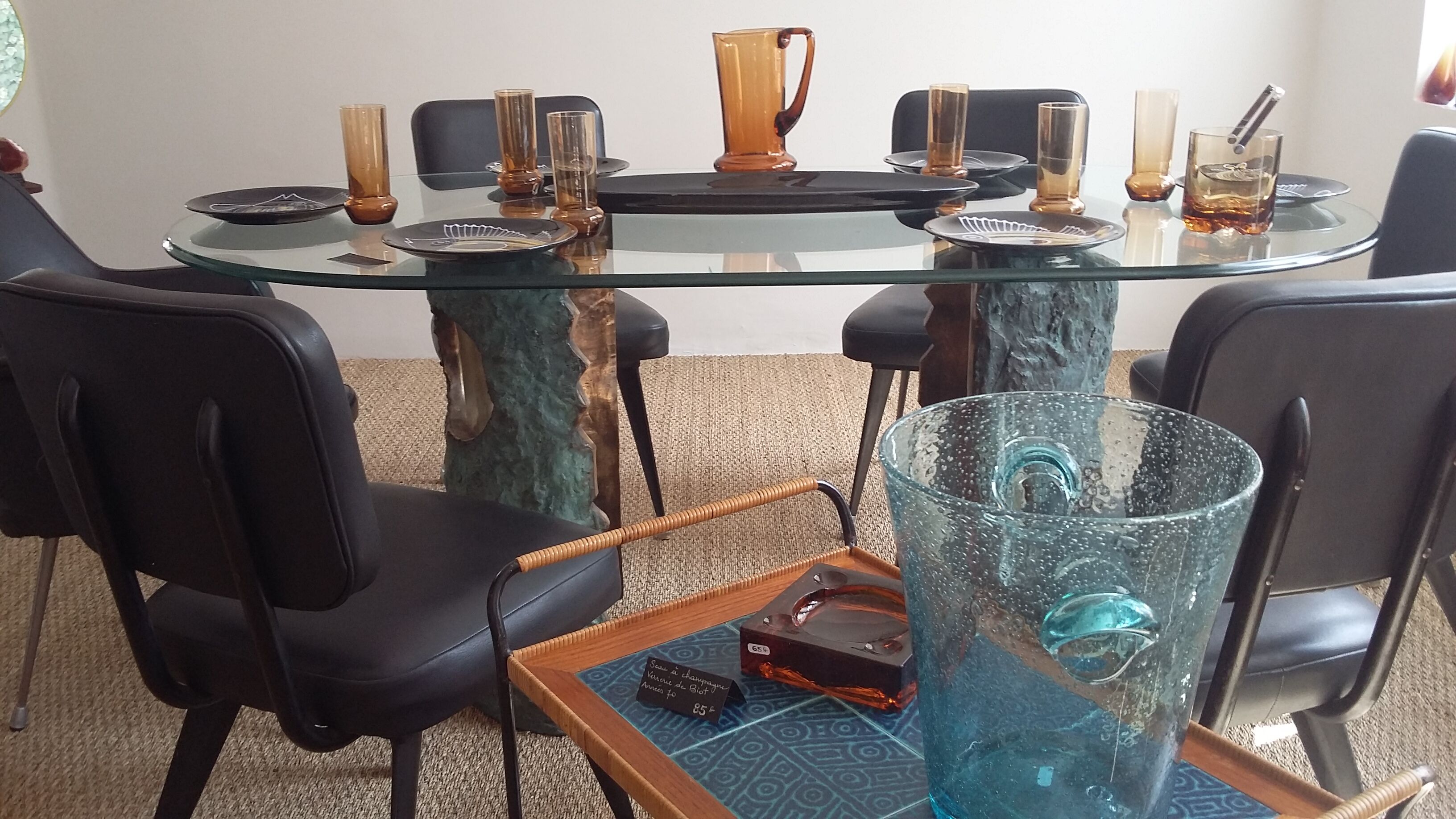 Set of 5 black industrial chairs - 1960s