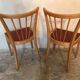 Pair of vintage bistro chairs 1960's blond wood and skaï