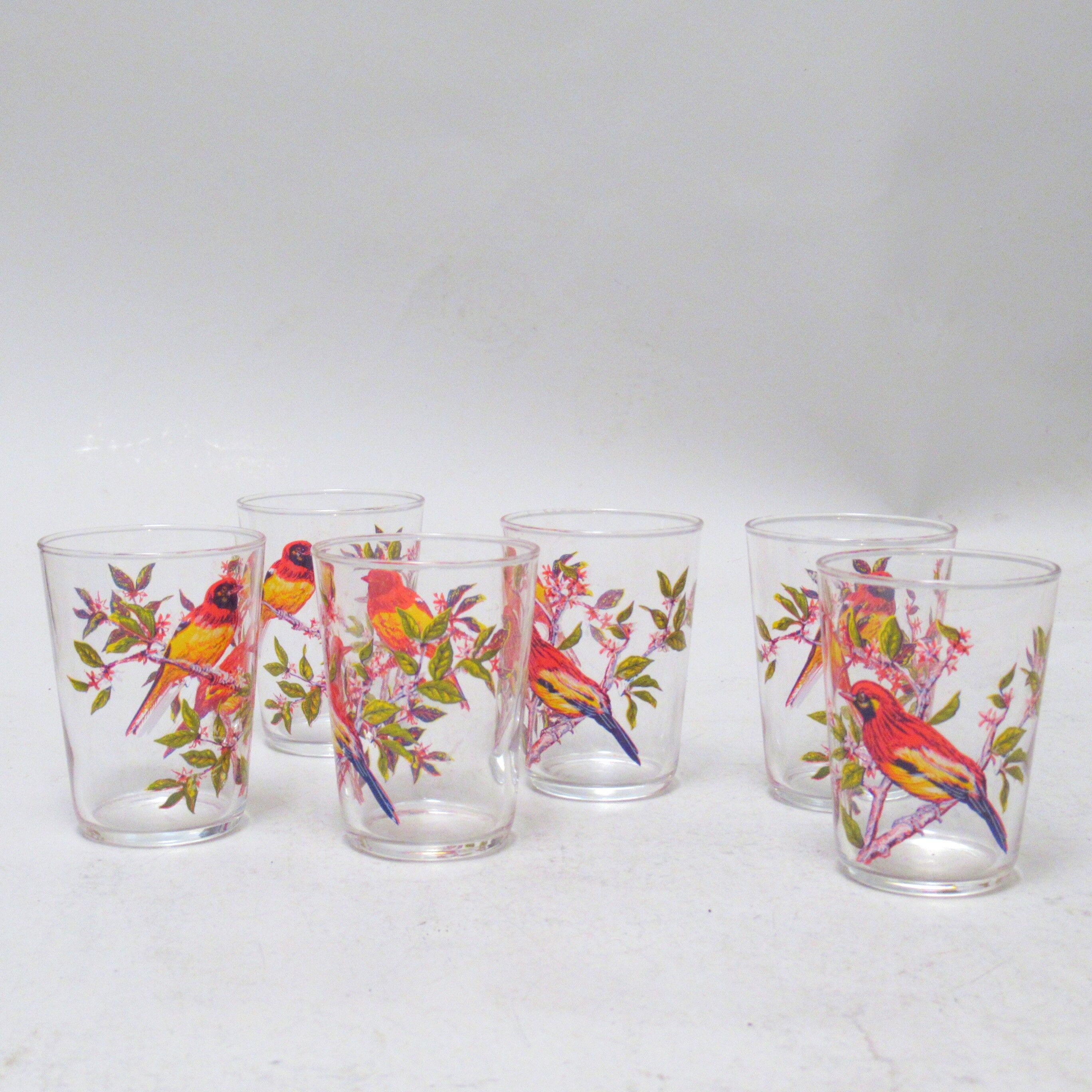 Set of six cups birds 50s