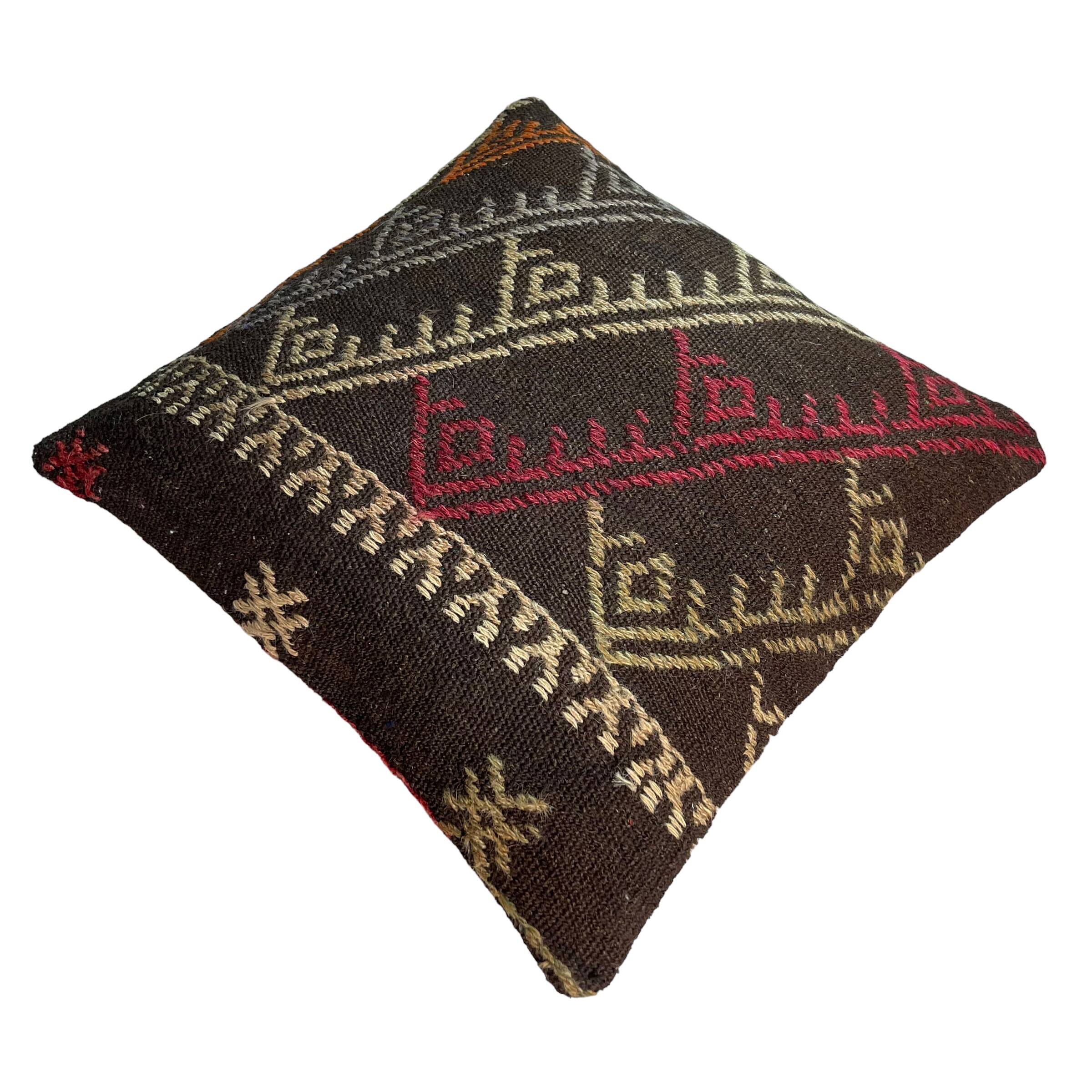 Vintage turkish kilim cushion cover , 55 x 55 cm