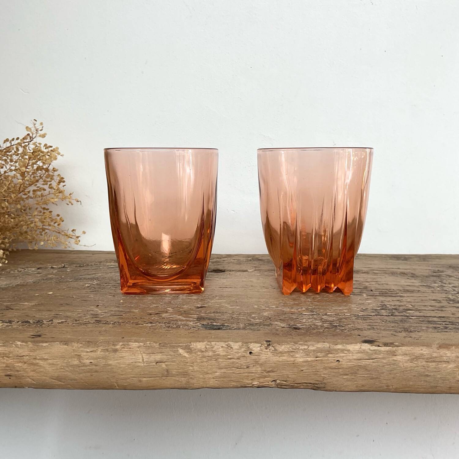 6 vintage “art deco” Rosaline glasses