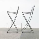 Postmodern German Kreuzschwinger bar stool by Till Behrens for Meyer Stahlmöbel, 1980s.