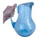 Blue bubble glass pitcher signed Biot – Provence