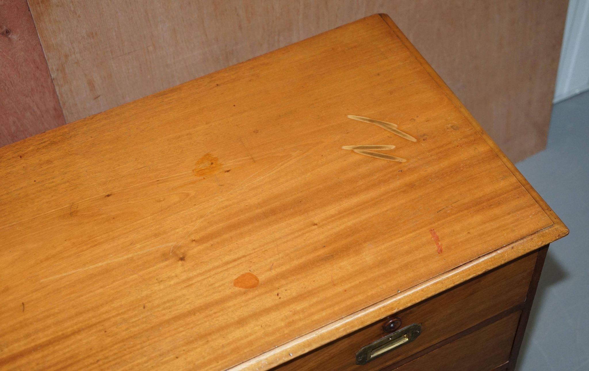 Victorian military commode in patinated walnut.