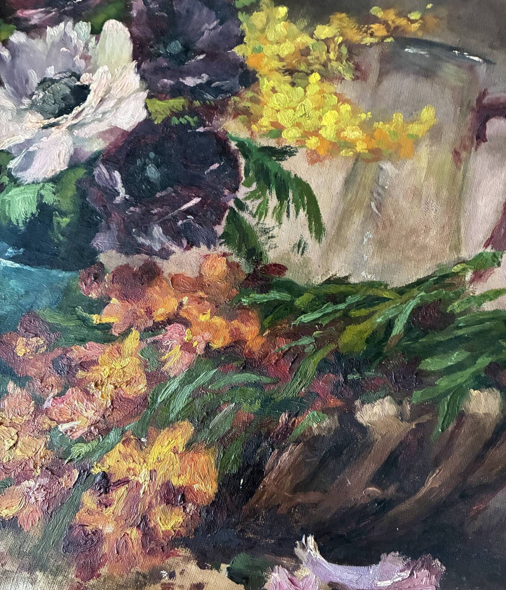 Still life oil on canvas, old French School, late 19th to early 20th century.