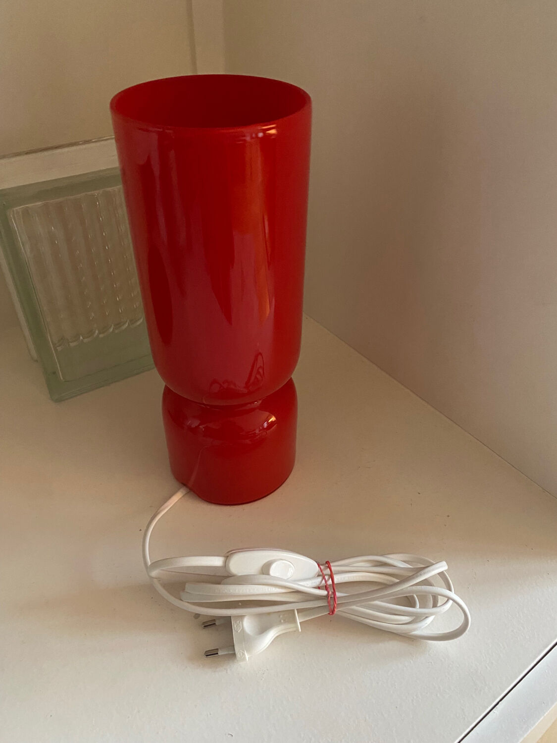 Lamp cylinder tube in vintage red glass