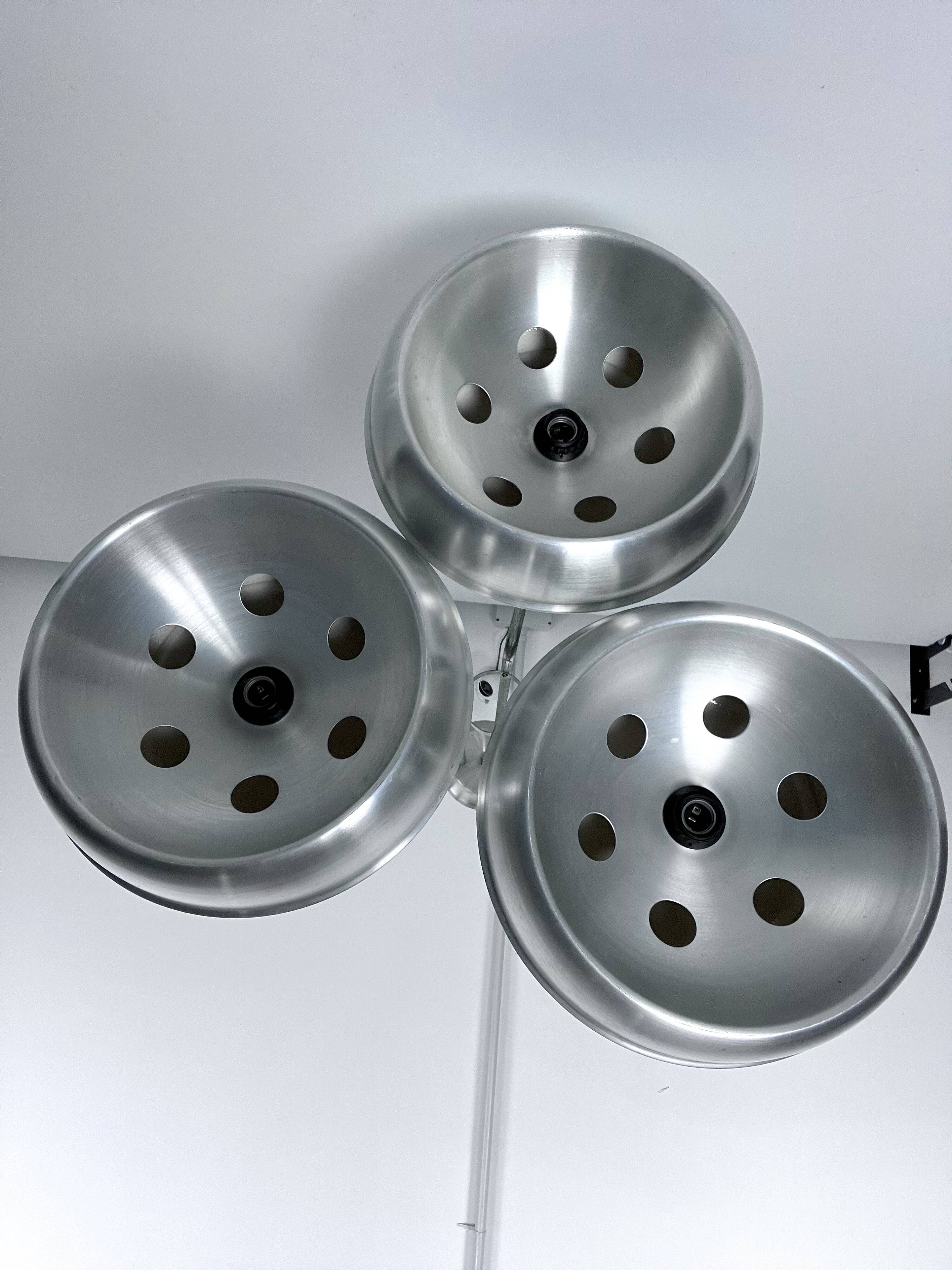 Space Age, Large metal and plastic chandelier by Studioluce. Italy 1970s