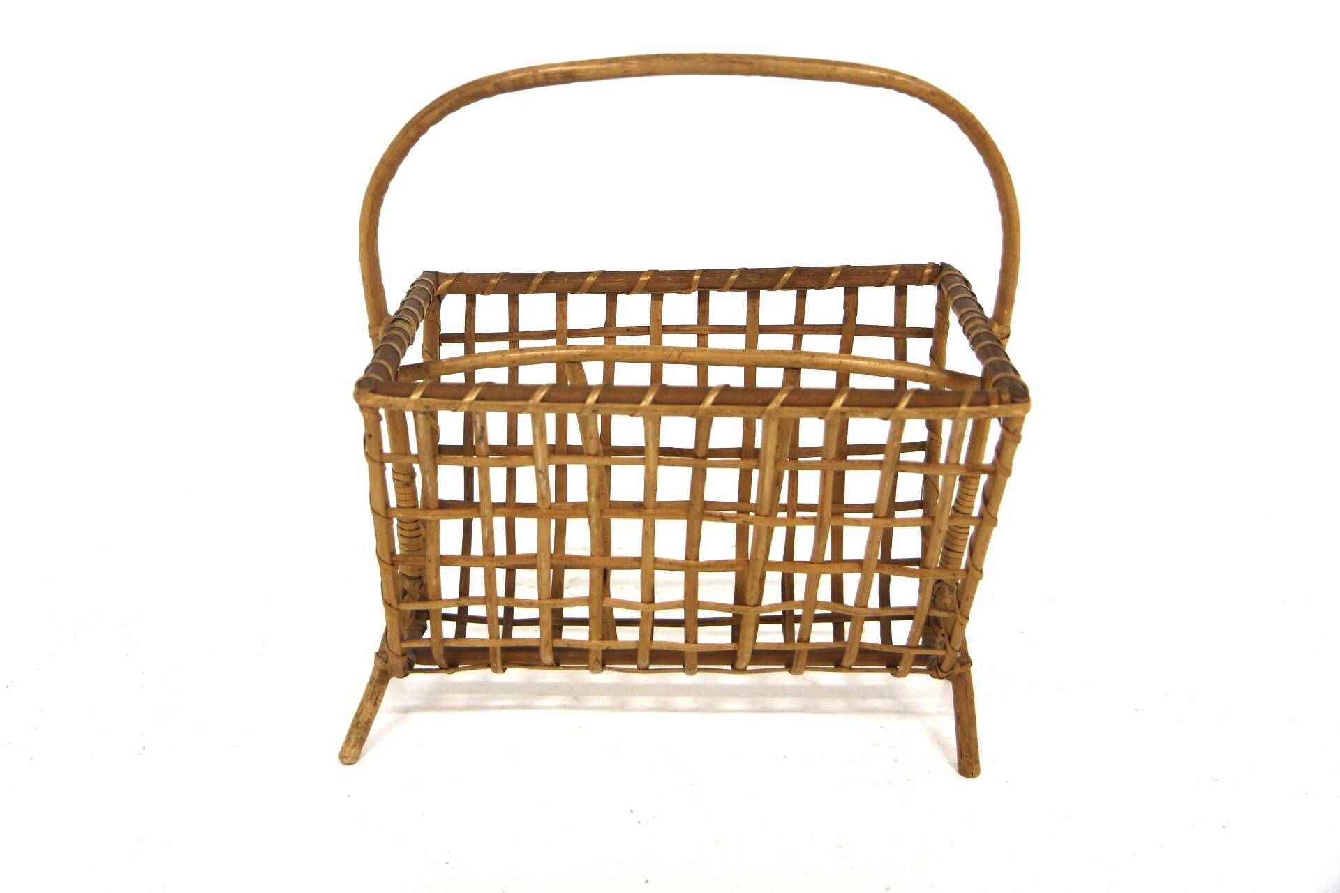 Scandinavian rattan magazine rack, Sweden, 1950