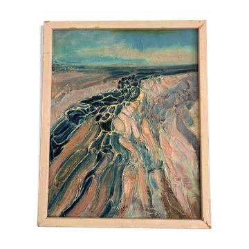 Tableau Painting Expressionist Impasto Sea River Deloison