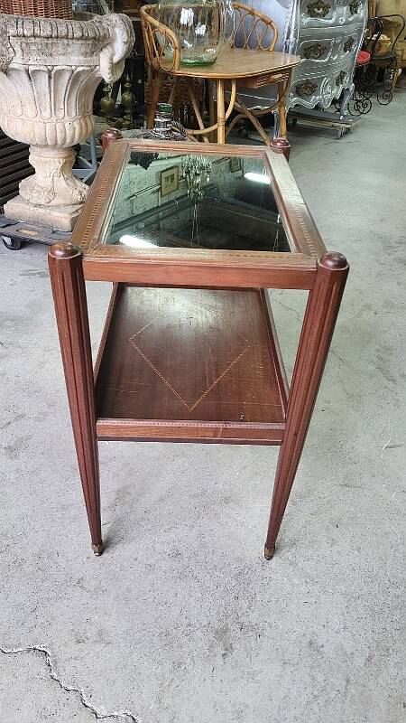 Table d'appoint ou desserte a miroir art deco en marqueterie