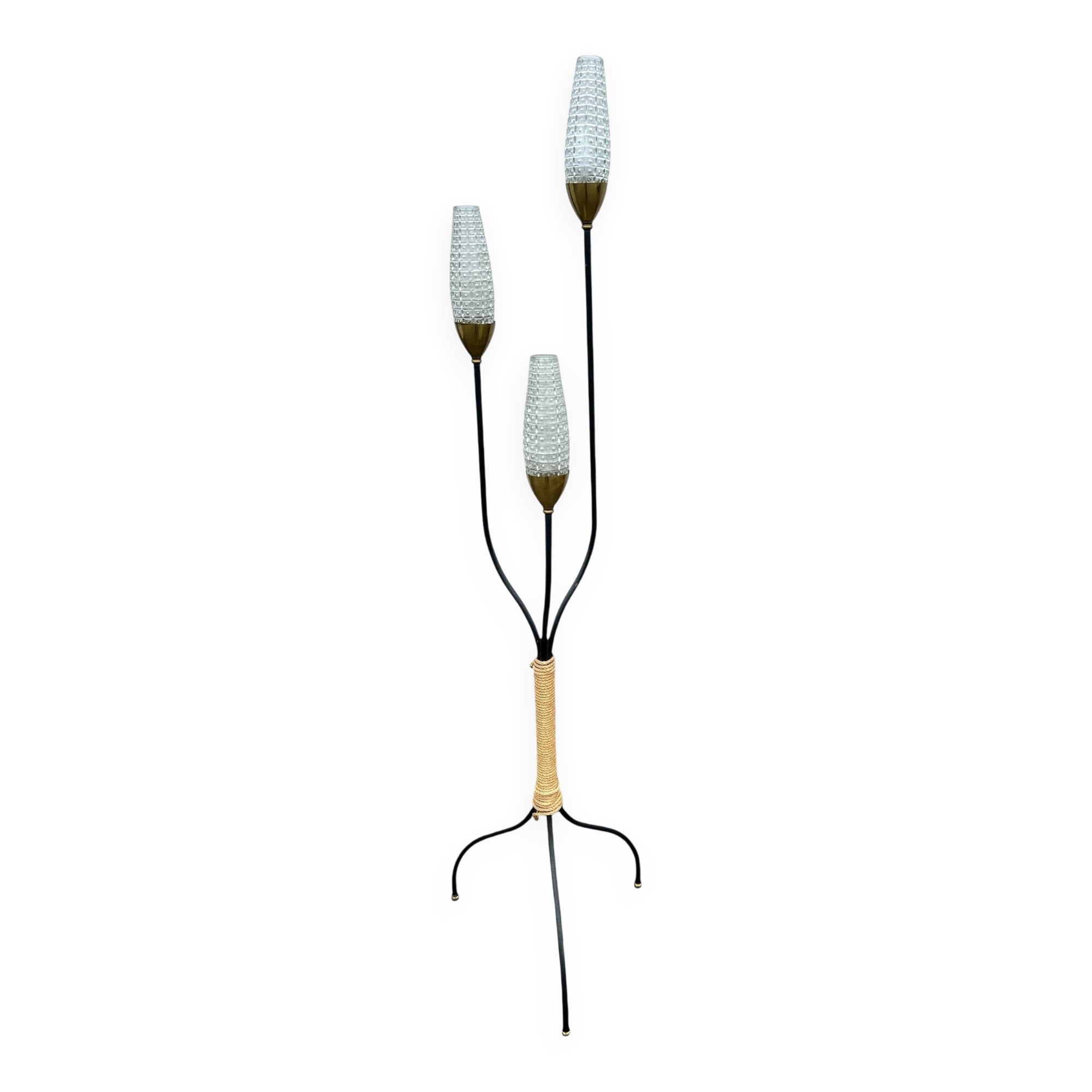 Lampadaire métal et corde années 1950