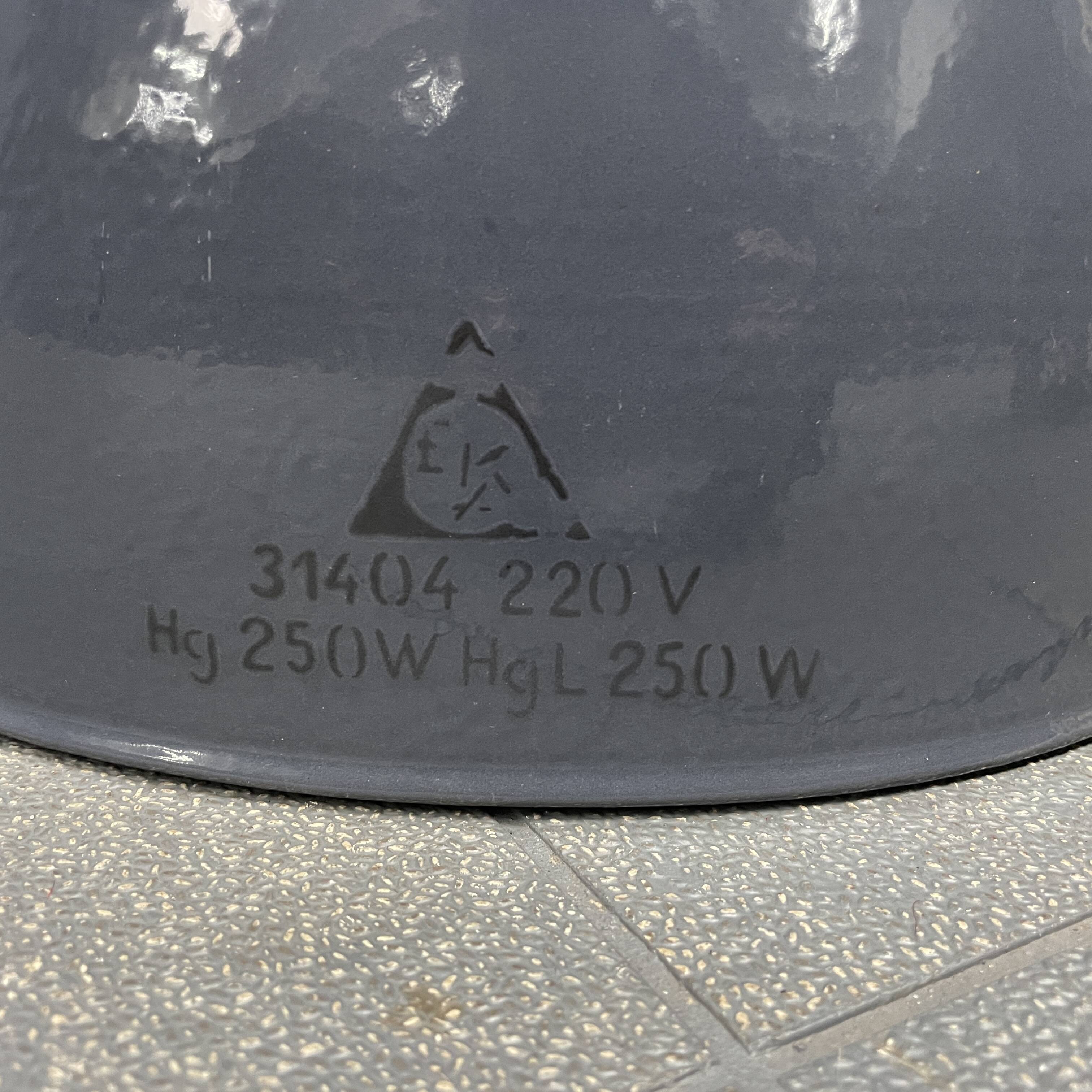 Large old industrial blue-gray enamel pendant lamp