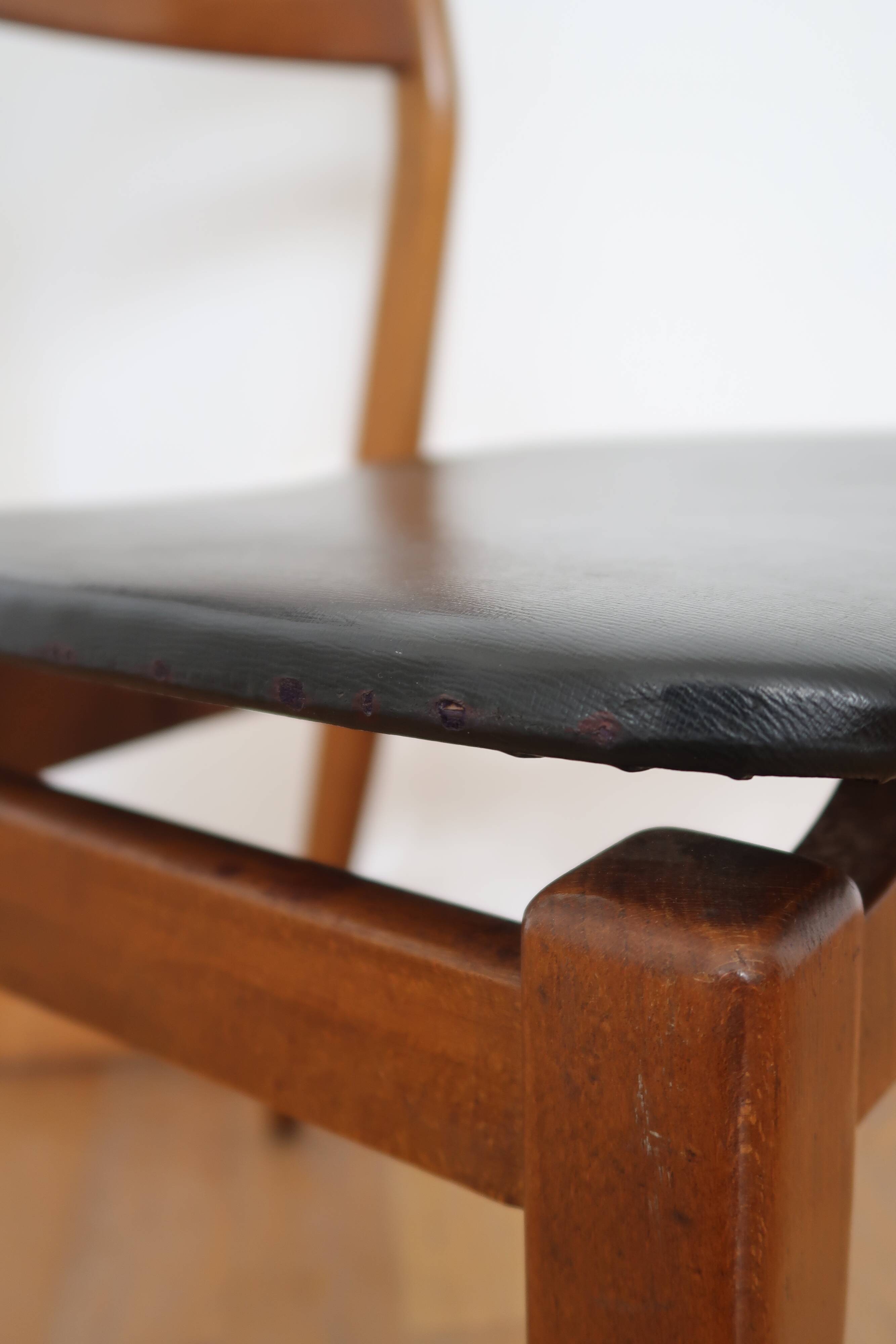 6 Scandinavian beech skai chairs