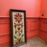 Large wool flower tapestry canvas 1970