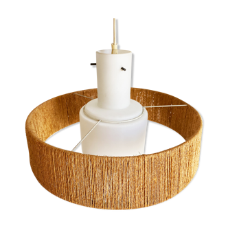 Scandinavian lamp hanging opaline and rope. Denmark, 1960s