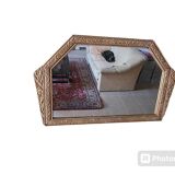 Art Deco hexagonal wooden mirror