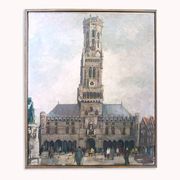Mid Century Oil Painting of Bruges Oil Painting