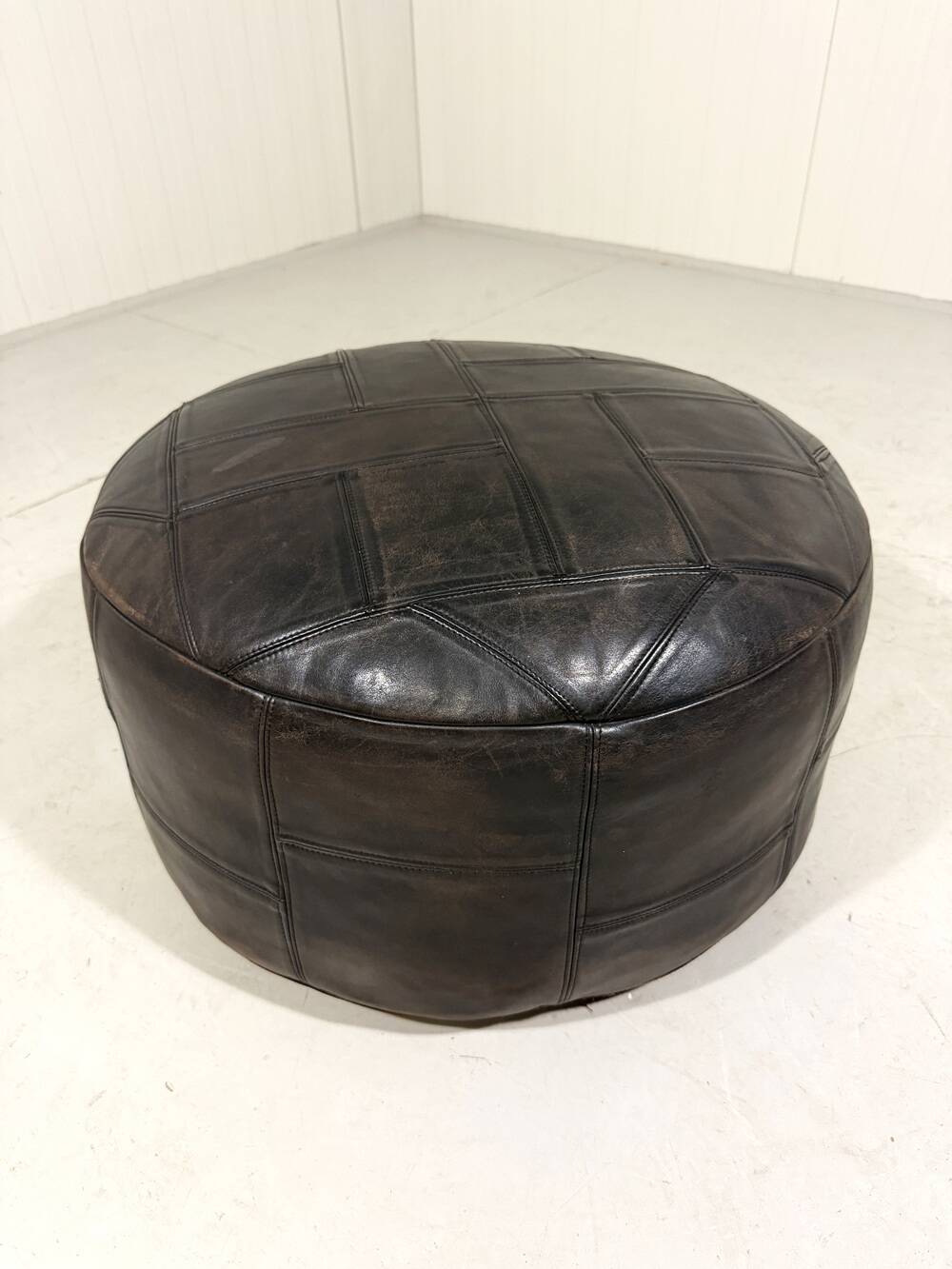 De Sede brown patchwork leather pouf 1970’s