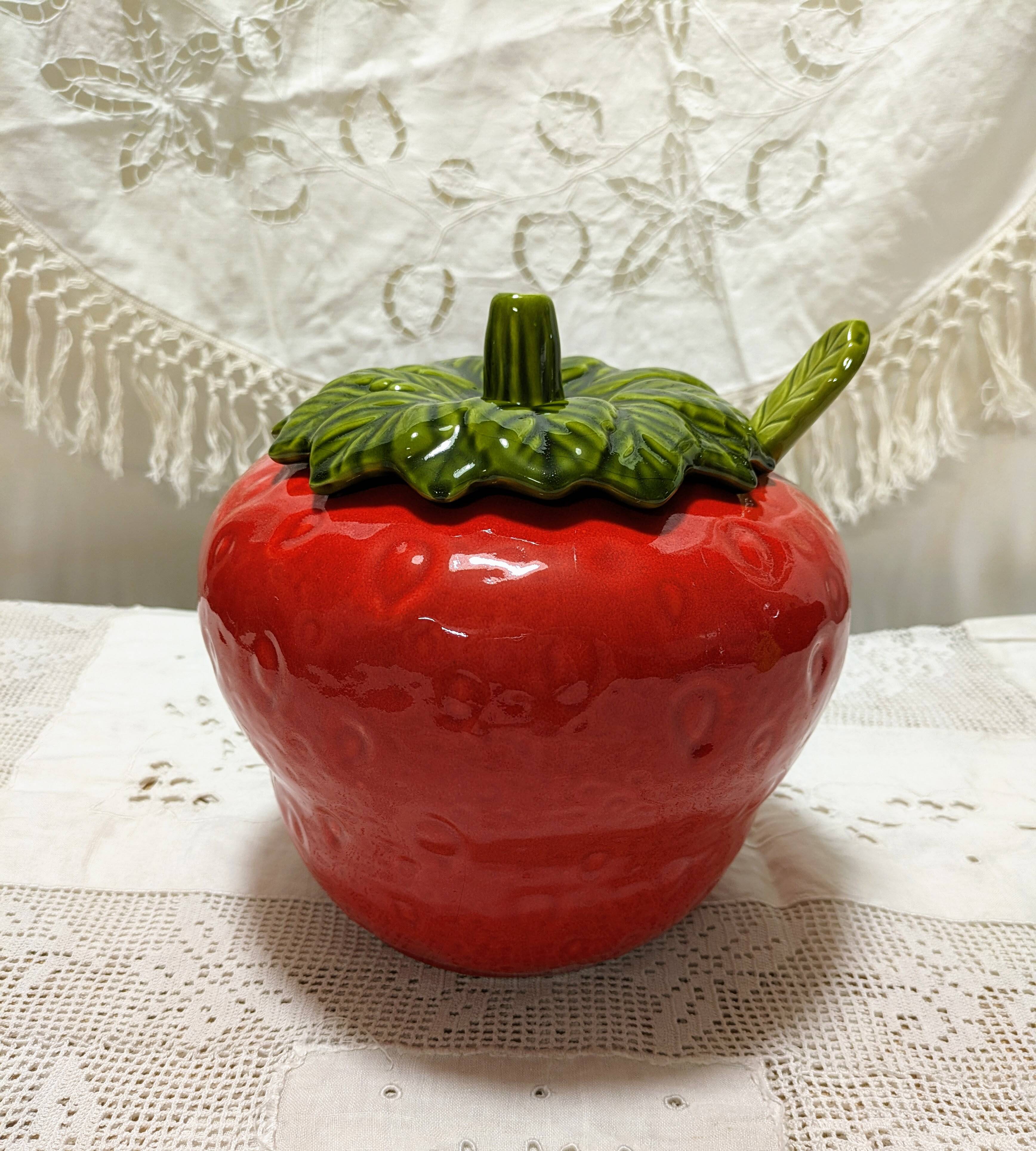 Strawberry Barbotine Tureen with Spoon