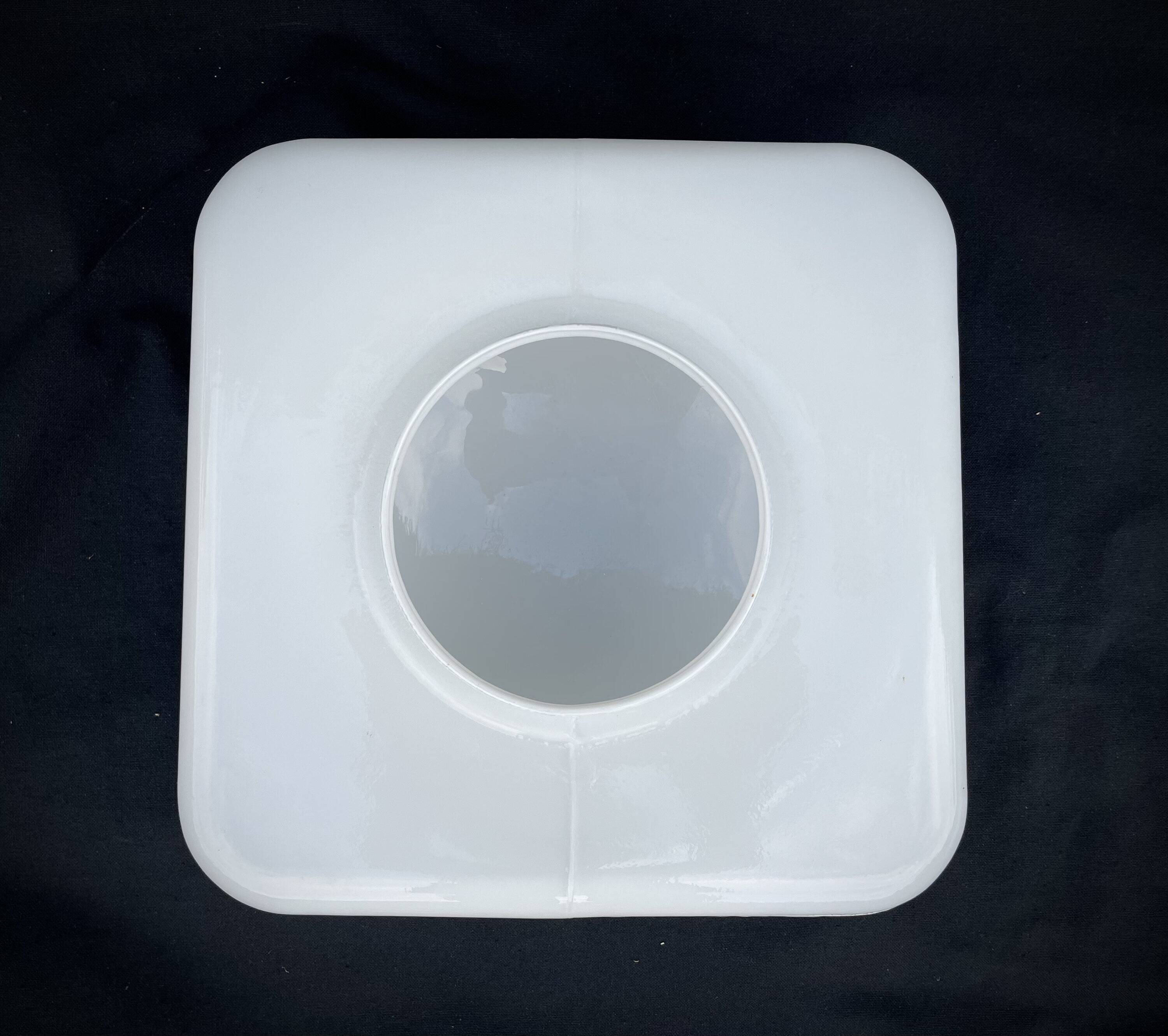 Grand plafonnier ou applique carré opaline verre de lait blanc