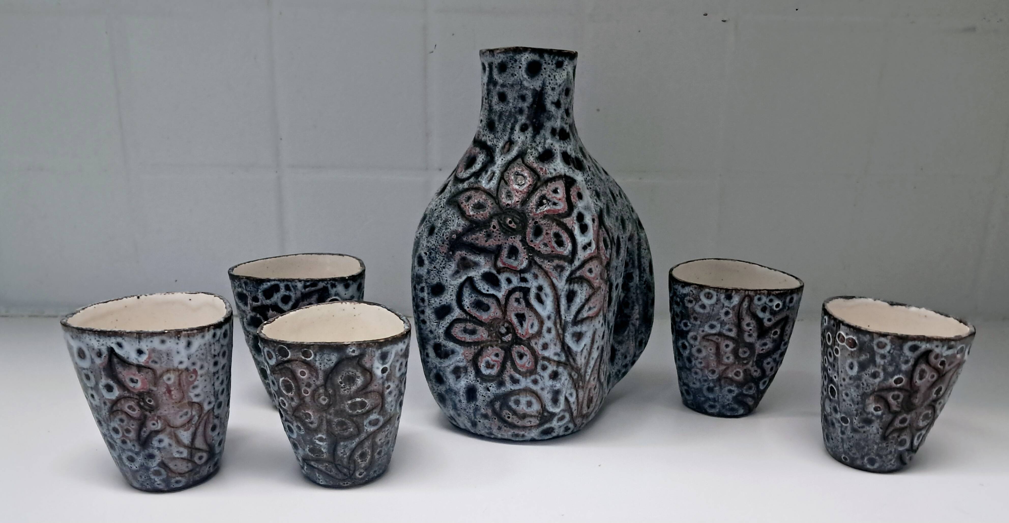 Ceramic orangeade service from Vallauris, made by Camos.