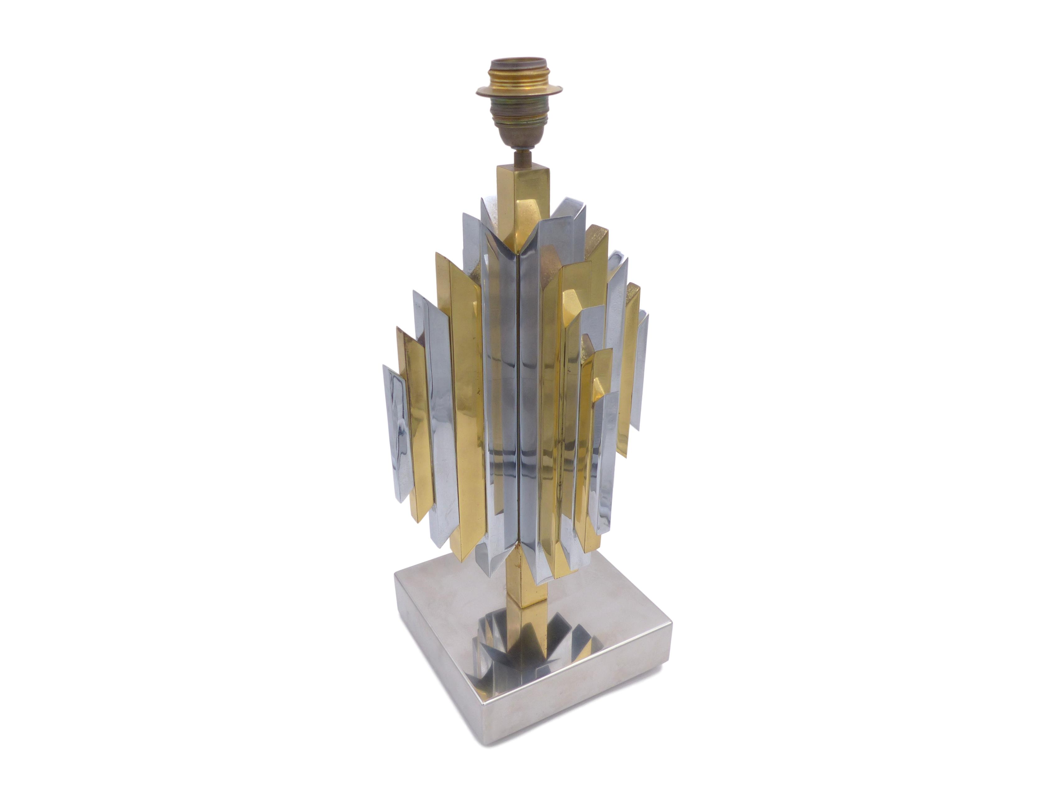 Lamp foot sculpture cactus brass and chrome lem atelier la boetie 1974