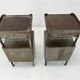 Vintage Industrial Brushed Steel Nightstands, 1920's