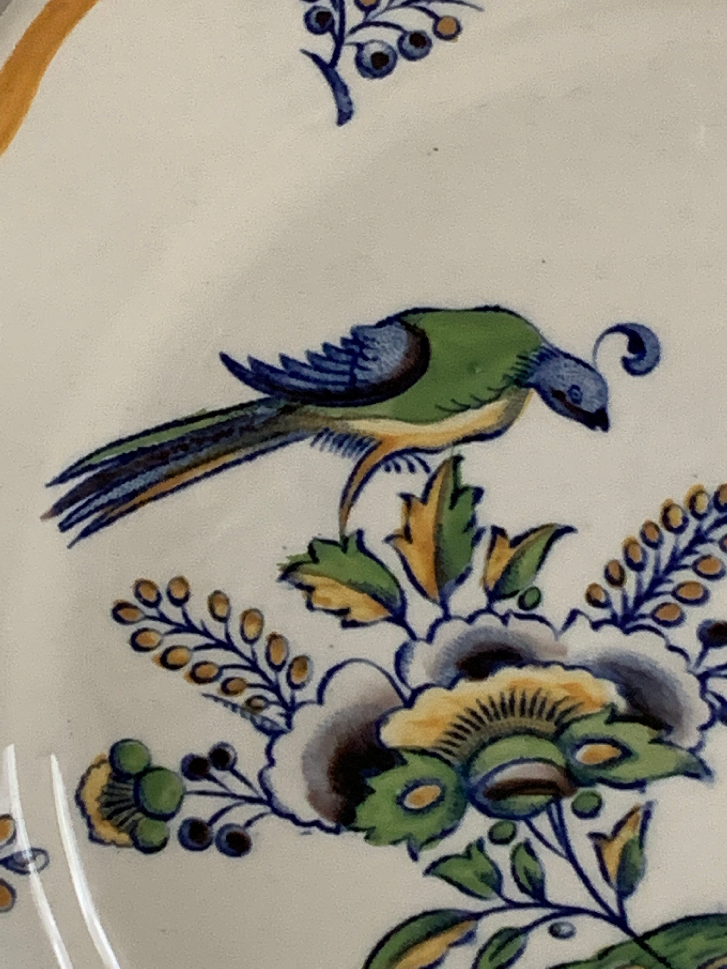 12 art nouveau flat plates from Boch La Louvière, peacock model