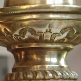 large Napoleon III bronze and onyx column lamp