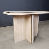 Console vintage en travertin et laiton, années 1970