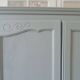 Wardrobe, dresser, vintage linen 2 doors green gray waxed finish.