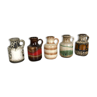 Ensemble de cinq vases Fat Lava « 414-16 » fabriqués par Scheurich, Allemagne