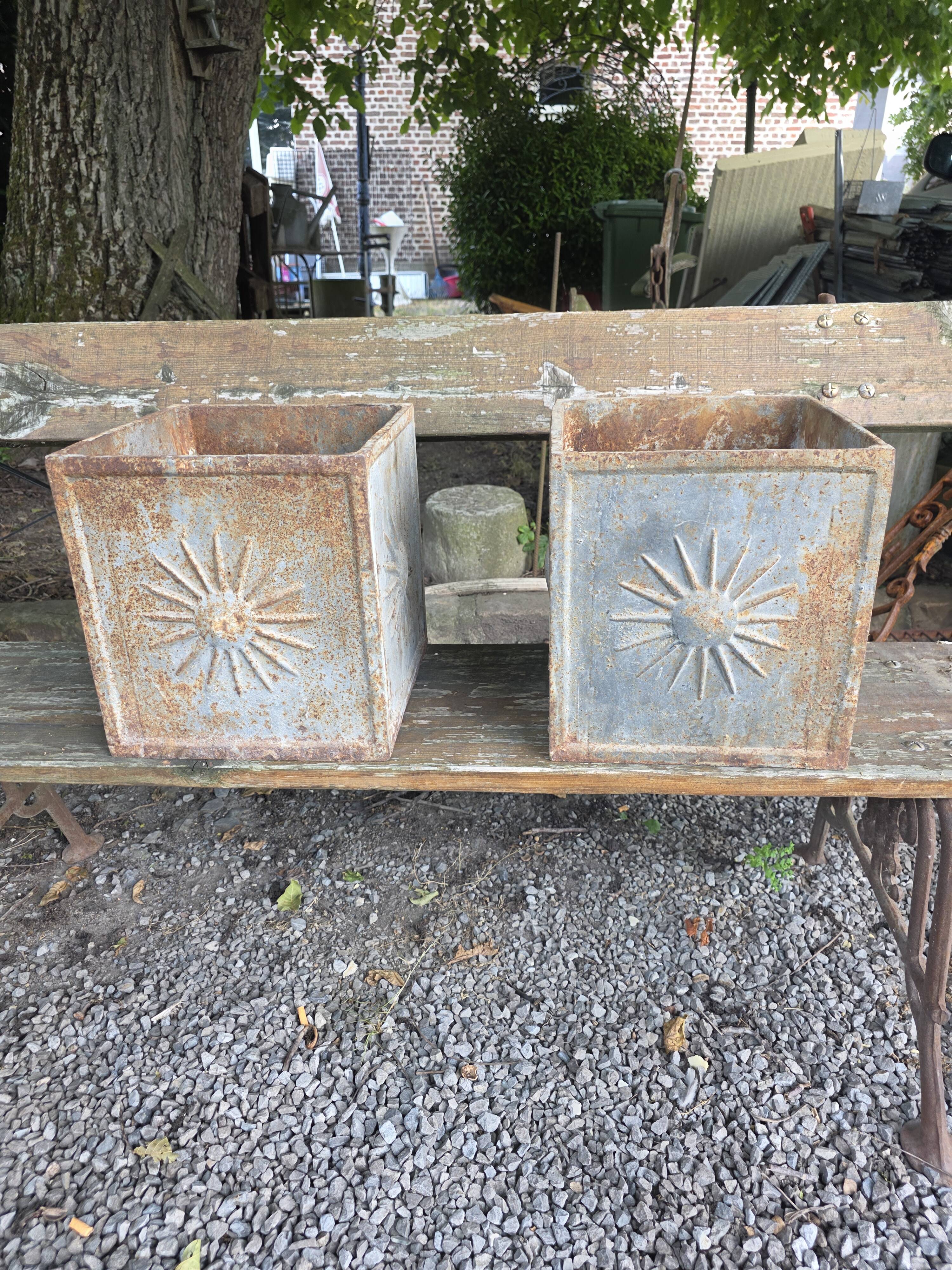 Pair of cast iron planters