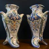 Pair of Desvres vases, signed Jules Verlingue, 1900