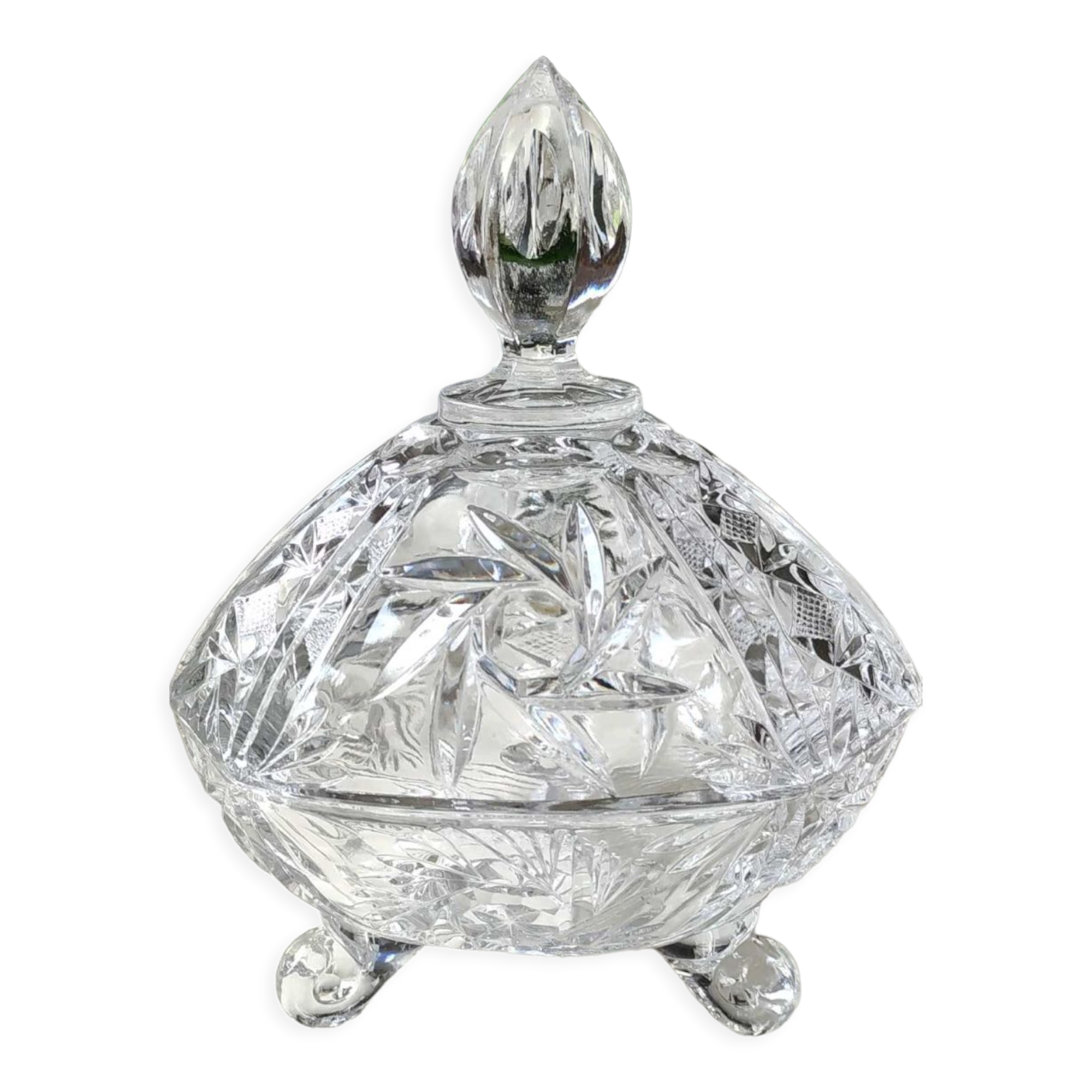 Vintage hexagonal Bohemian crystal bonbonnière/sweetener