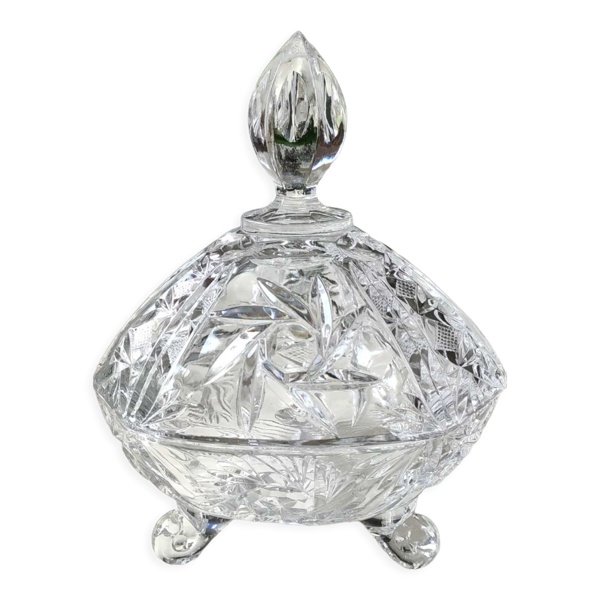 Bonbonnière vintage hexagonal en cristal de Boheme