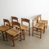Set of Six Wooden Dining Dordogne Chairs by Charlotte Perriand, 1960s