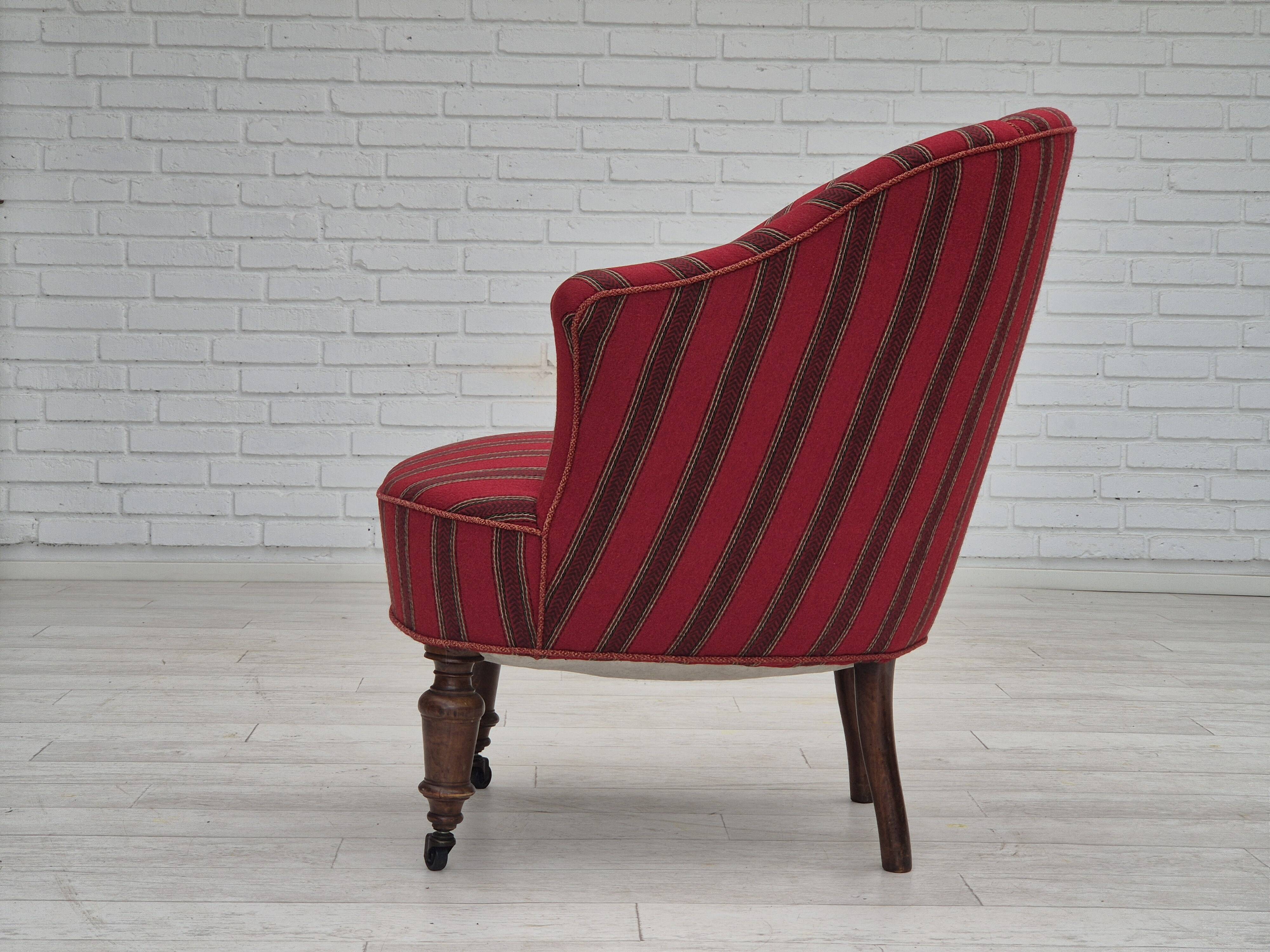 1950s, Danish lounge chair, original condition, red furniture wool.