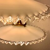 Pair of serrated opaline bistro pendant lamps