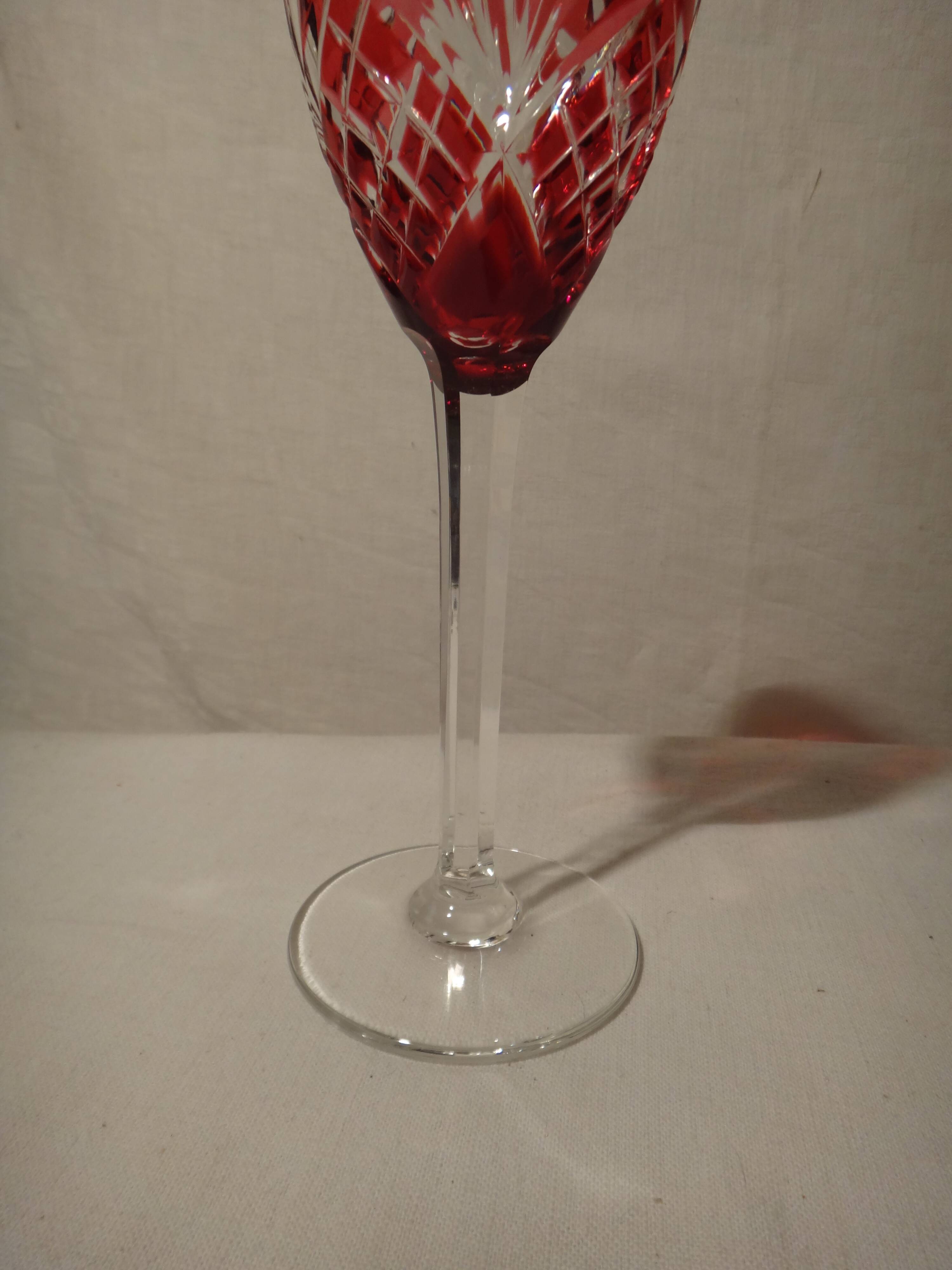 Saint louis chantilly 6 rhine wine glasses roemer colored crystal - 21.5 cm
